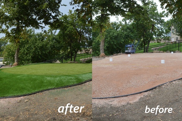 Detroit and all of Michigan backyard putting green before and after